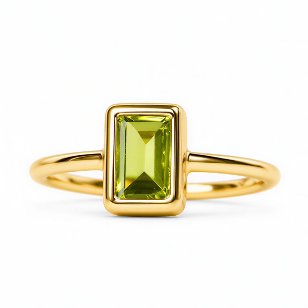 Pierścionek złoty 585 z naturalnym perydotem 8 × 6 mm
